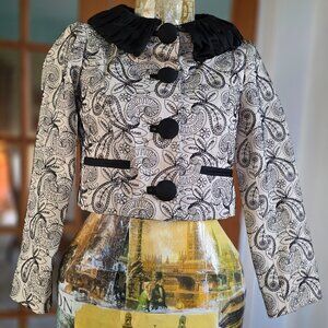 NWOT Nanette Lepore Embroidered Floral Paisley Cropped Bolero Jacket, Size US 0